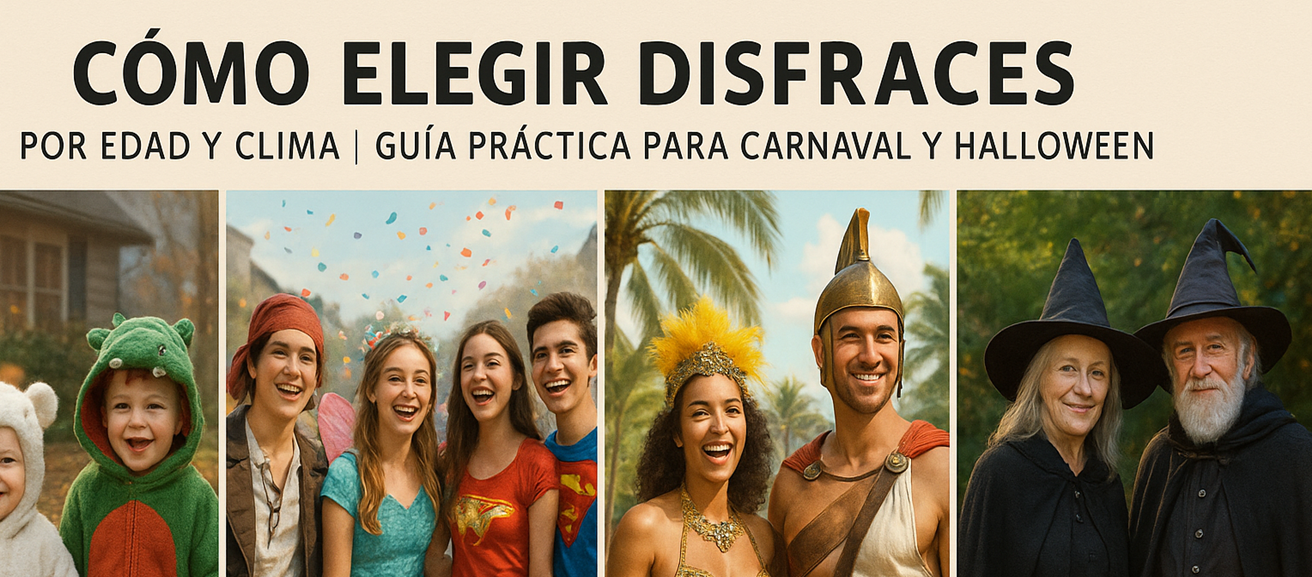 🎭 Cómo elegir disfraces por edad y clima | Guía práctica para Carnaval y Halloween