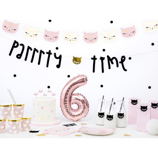 10 pajitas blancas con lunares negros de papel - Meow Party