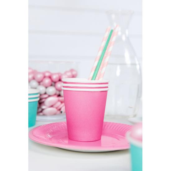 10 pajitas rosas pastel de papel - Unicorn