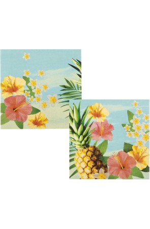 12 servilletas con flores y piñas (33x33 cm) - Paradise Collection