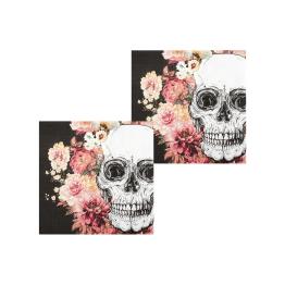 12 servilletas de esqueleto con flores (33x33 cm)