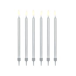 12 velas de cumpleaños plateadas (12,5 cm)
