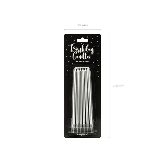 12 velas de cumpleaños plateadas (12,5 cm) 12 velas de cumpleaños plateadas (12,5 cm)