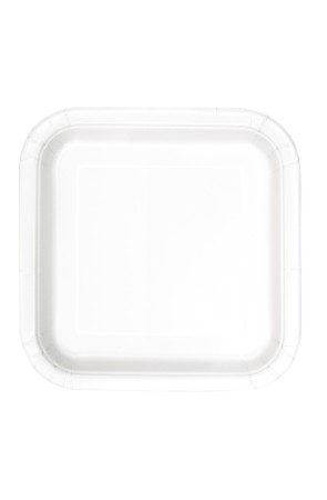 14 platos cuadrados blancos (23 cm) - Línea Colores Básicos
