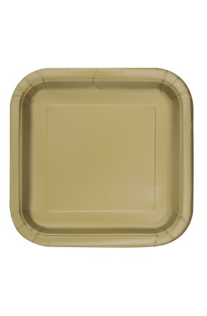 14 platos cuadrados dorados (23 cm) - Línea Colores Básicos