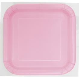 14 platos cuadrados rosa claro (23 cm) - Línea Colores Básicos