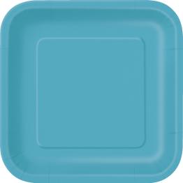 16 platos cuadrados pequeños color aguamarina (18 cm) - Línea Colores Básicos