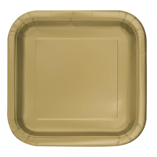 16 platos cuadrados pequeños dorados (18 cm) - Línea Colores Básicos