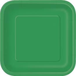 16 platos cuadrados pequeños verde esmeralda (18 cm) - Línea Colores Básicos