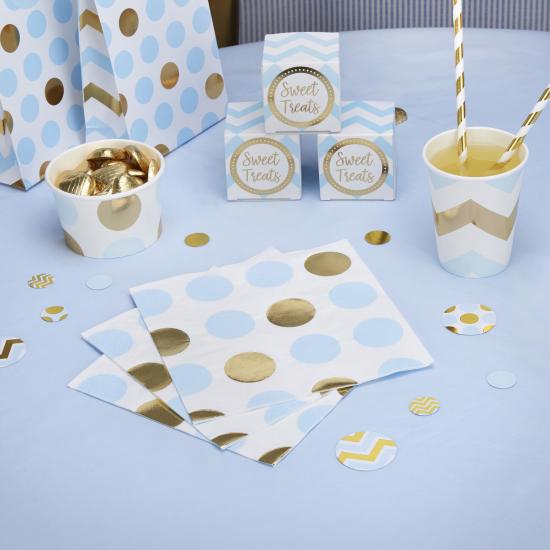 16 servilletas de lunares azules y dorados (33x33 cm) - Pattern Works Blue 16 servilletas de lunares azules y dorados (33x33 cm) - Pattern Works Blue