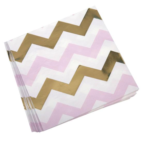 16 servilletas de zigzag rosa y dorado (33x33 cm) - Pattern Works Pink 16 servilletas de zigzag rosa y dorado (33x33 cm) - Pattern Works Pink