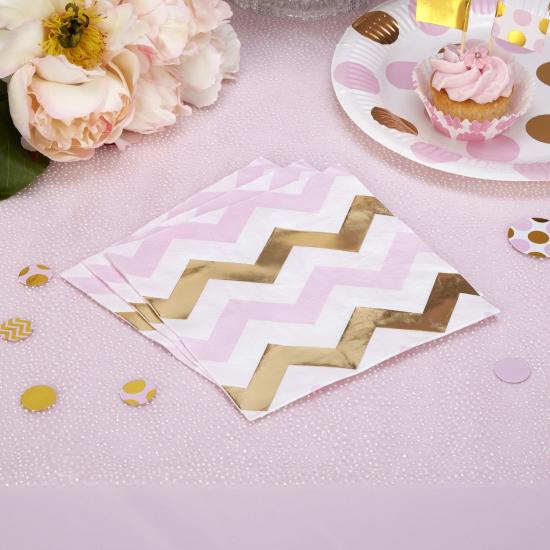 16 servilletas de zigzag rosa y dorado (33x33 cm) - Pattern Works Pink 16 servilletas de zigzag rosa y dorado (33x33 cm) - Pattern Works Pink