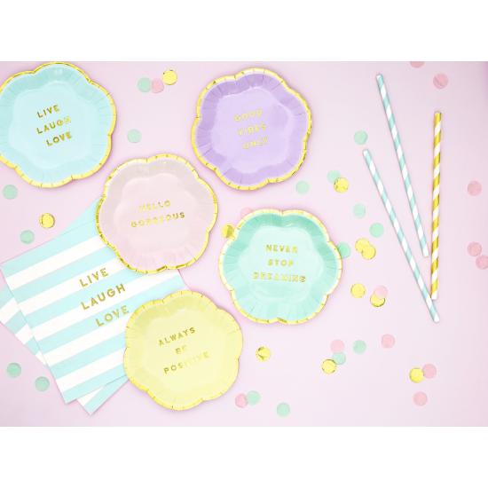 20 servilletas azul pastel con estampado "Live Laugh Love" de papel (33x33 cm) - Yummy