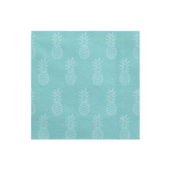 20 servilletas azules con piñas (33x33cm) - Aloha Turquoise