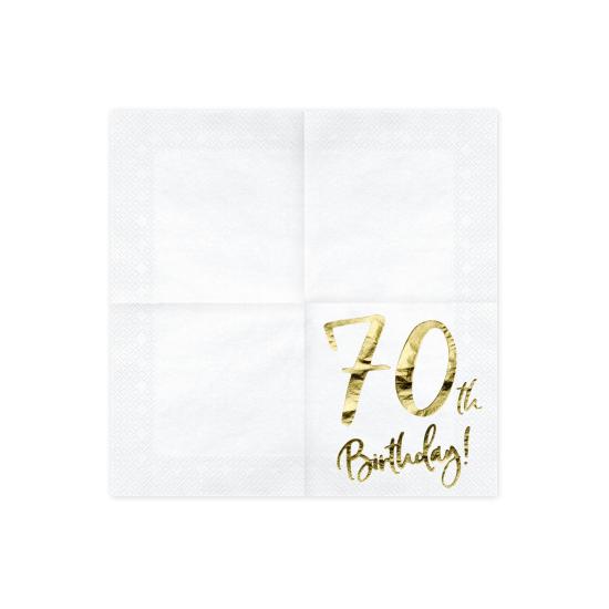 20 servilletas blancas "70th Birthday" de papel (33x33 cm) - Milestone birthday