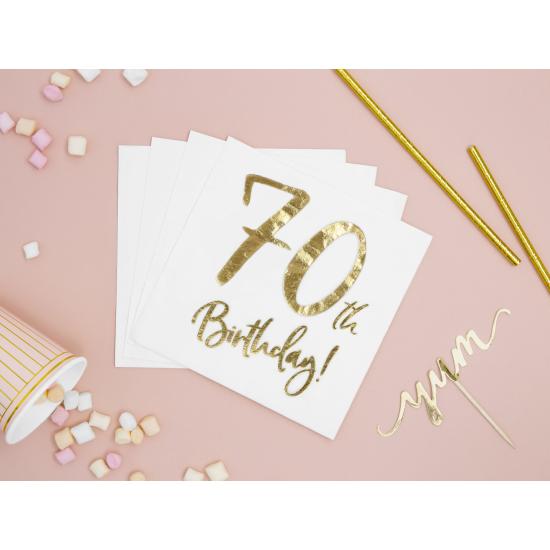 20 servilletas blancas "70th Birthday" de papel (33x33 cm) - Milestone birthday