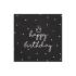 20 servilletas negras "Happy Birthday" de papel (33x33 cm) - Happy Birthday