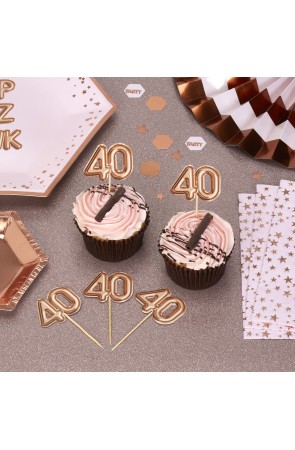 20 toppers decorativos "40" en oro rosa - Glitz & Glamour Pink & Rose Gold