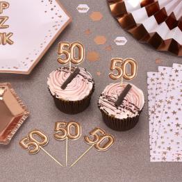 20 toppers decorativos "50" en oro rosa - Glitz & Glamour Pink & Rose Gold