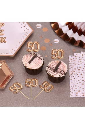 20 toppers decorativos "50" en oro rosa - Glitz & Glamour Pink & Rose Gold