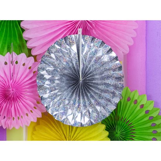 3 abanicos de papel decorativos holográficos