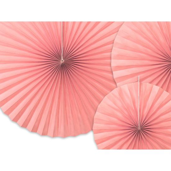 3 abanicos de papel decorativos rosas pastel