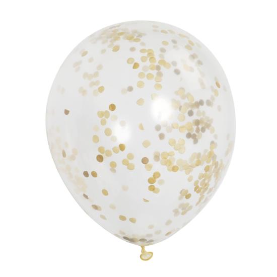 6 globos de látex con confeti dorado interiores