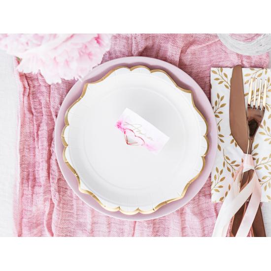 6 platos blancos con bordes dorados de papel (18,5 cm) - Wedding in rose colour 6 platos blancos con bordes dorados de papel (18,5 cm) - Wedding in rose colour