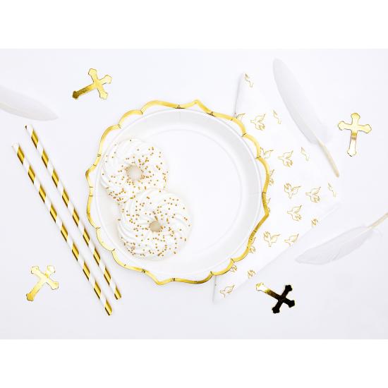 6 platos blancos con bordes dorados de papel (18,5 cm) - Wedding in rose colour 6 platos blancos con bordes dorados de papel (18,5 cm) - Wedding in rose colour