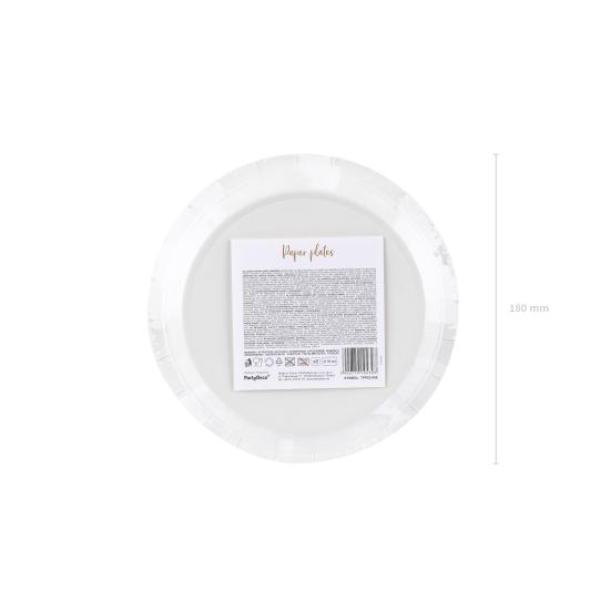 6 platos blancos con lunares en oro rosas de papel (18 cm) - Polka Dots Collection