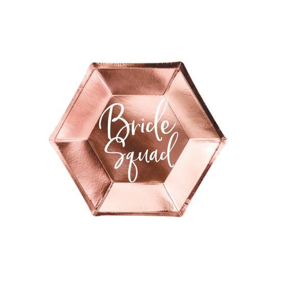 6 platos oro rosa "Bride Squad" de papel (23 cm) - Rose Gold Bride To Be 6 platos oro rosa "Bride Squad" de papel (23 cm) - Rose Gold Bride To Be