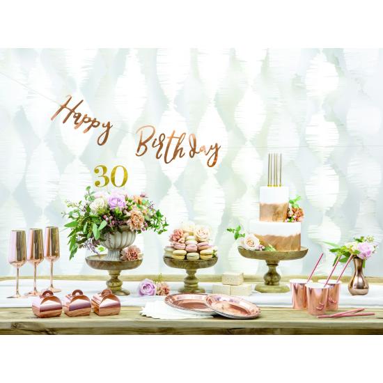 6 platos oro rosas de papel - Vintage Birthday (23 cm)