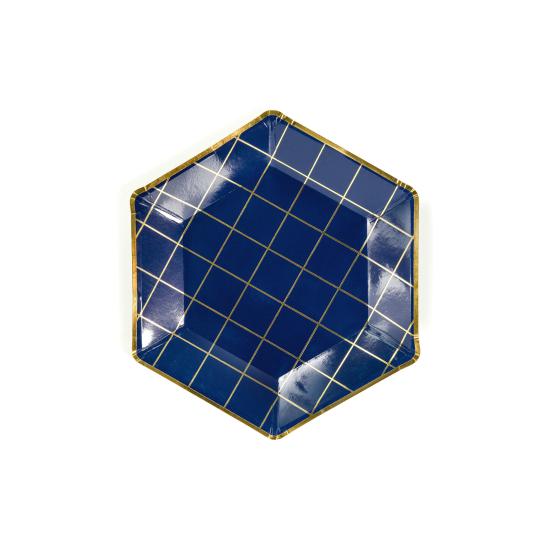 6 platos pentagonales azules marino con cuadrículas doradas de papel para nochevieja (23 cm) - Happy New Year Collection 6 platos pentagonales azules marino con cuadrículas doradas de papel para nochevieja (23 cm) - Happy New Year Collection