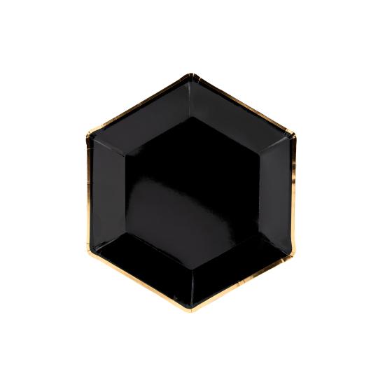 6 platos pentagonales negros con bordes dorados de papel (23 cm) - Gold 30th Birthday 6 platos pentagonales negros con bordes dorados de papel (23 cm) - Gold 30th Birthday