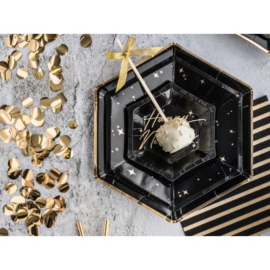 6 platos pentagonales negros con bordes dorados de papel (23 cm) - Gold 30th Birthday 6 platos pentagonales negros con bordes dorados de papel (23 cm) - Gold 30th Birthday