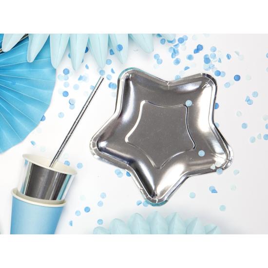 6 platos plateados con forma de estrella de papel (18 cm) - New Year’s Eve & Carnival 6 platos plateados con forma de estrella de papel (18 cm) - New Year’s Eve & Carnival