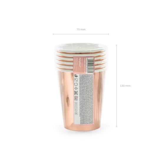 6 vasos "She said yes!" oro rosa de papel - Rose Gold Bride To Be