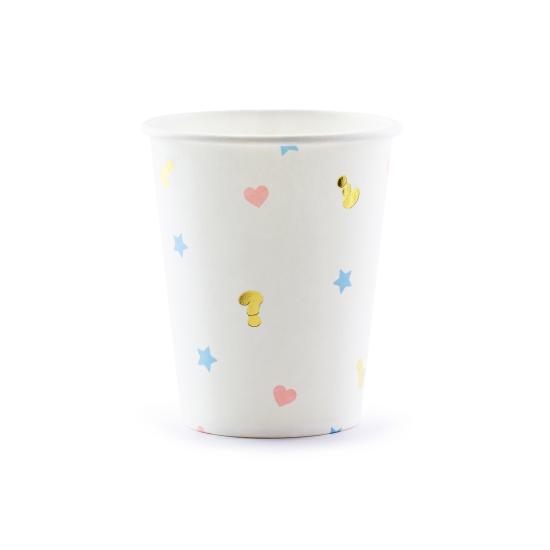 6 vasos blancos estampados multicolor de papel - Unicorn