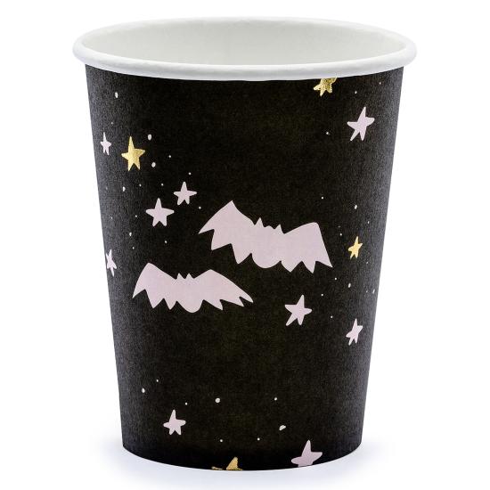 6 vasos negros y rosas - Boo!