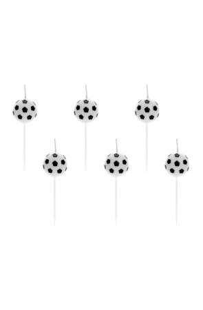6 velas de balones de fútbol (2,5 cm) - Football Party