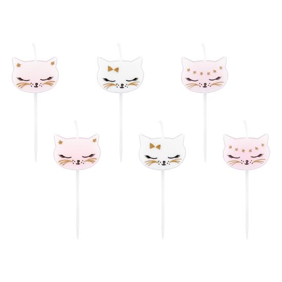 6 velas de cumpleaños con formas de gato variadas (2 cm) - Meow Party 6 velas de cumpleaños con formas de gato variadas (2 cm) - Meow Party
