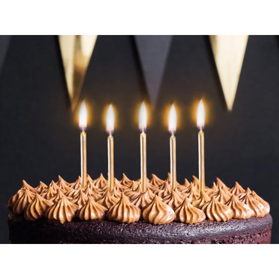 6 velas de cumpleaños doradas (6 cm)