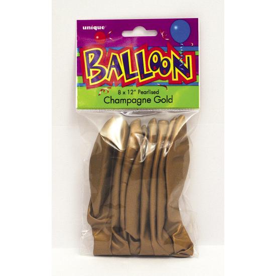 8 globos dorados metalizados (30 cm) - Línea Colores Básicos