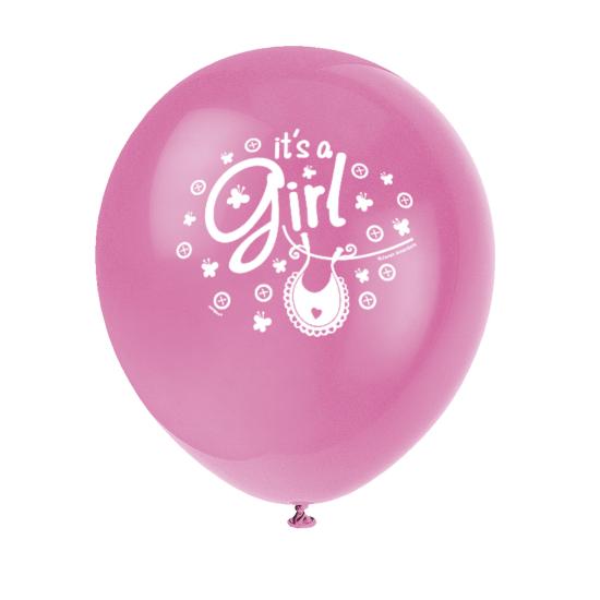 8 globos rosas (30 cm) - Pink Clothesline Baby Shower