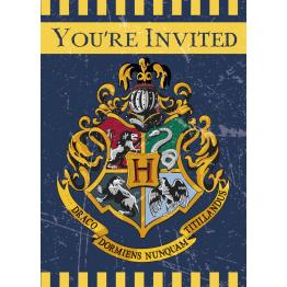 8 invitaciones Casas de Hogwarts - Harry Potter