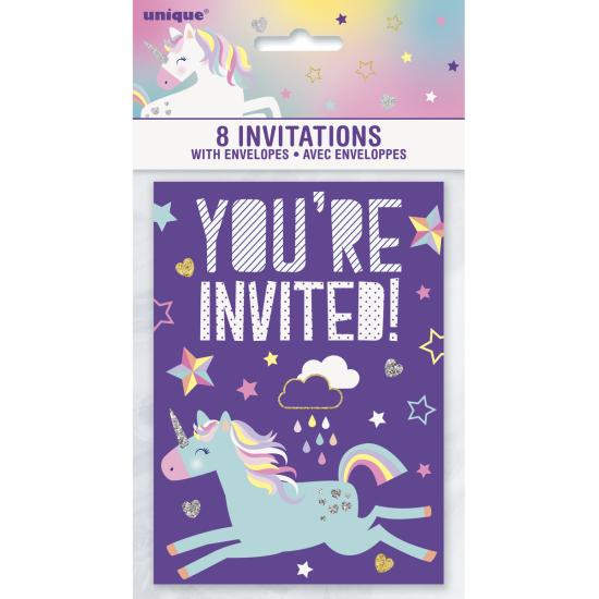 8 invitaciones de unicornio - Happy Unicorn 8 invitaciones de unicornio - Happy Unicorn