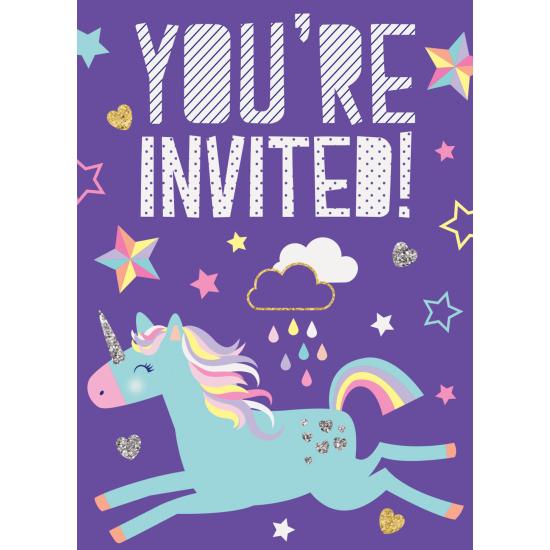 8 invitaciones de unicornio - Happy Unicorn 8 invitaciones de unicornio - Happy Unicorn