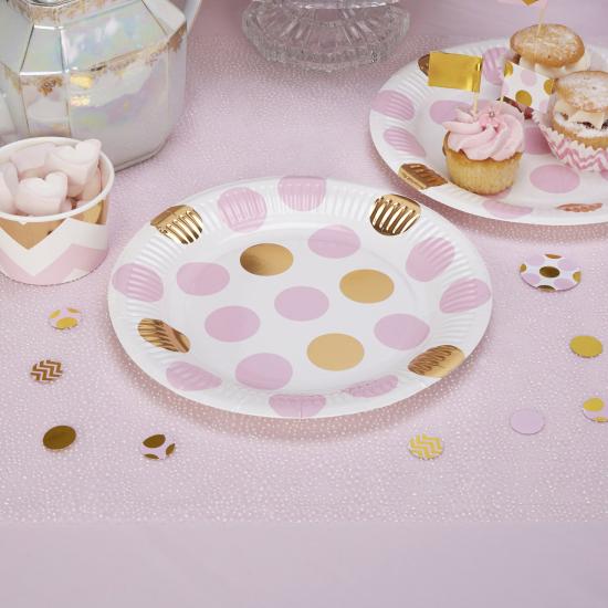 8 platos de lunares rosas y dorados (23cm) - Pattern Works Pink 8 platos de lunares rosas y dorados (23cm) - Pattern Works Pink