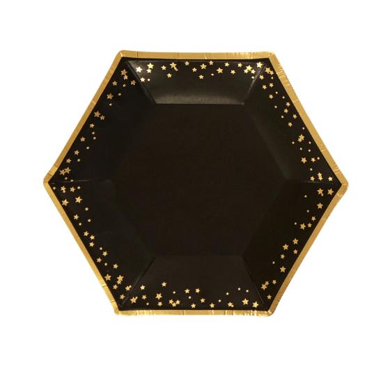8 platos hexagonales medianos de papel (20 cm) - Glitz & Glamour Black & Gold 8 platos hexagonales medianos de papel (20 cm) - Glitz & Glamour Black & Gold