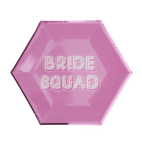 8 platos hexagonales rosas de papel (27 cm) - Bride Squad 8 platos hexagonales rosas de papel (27 cm) - Bride Squad